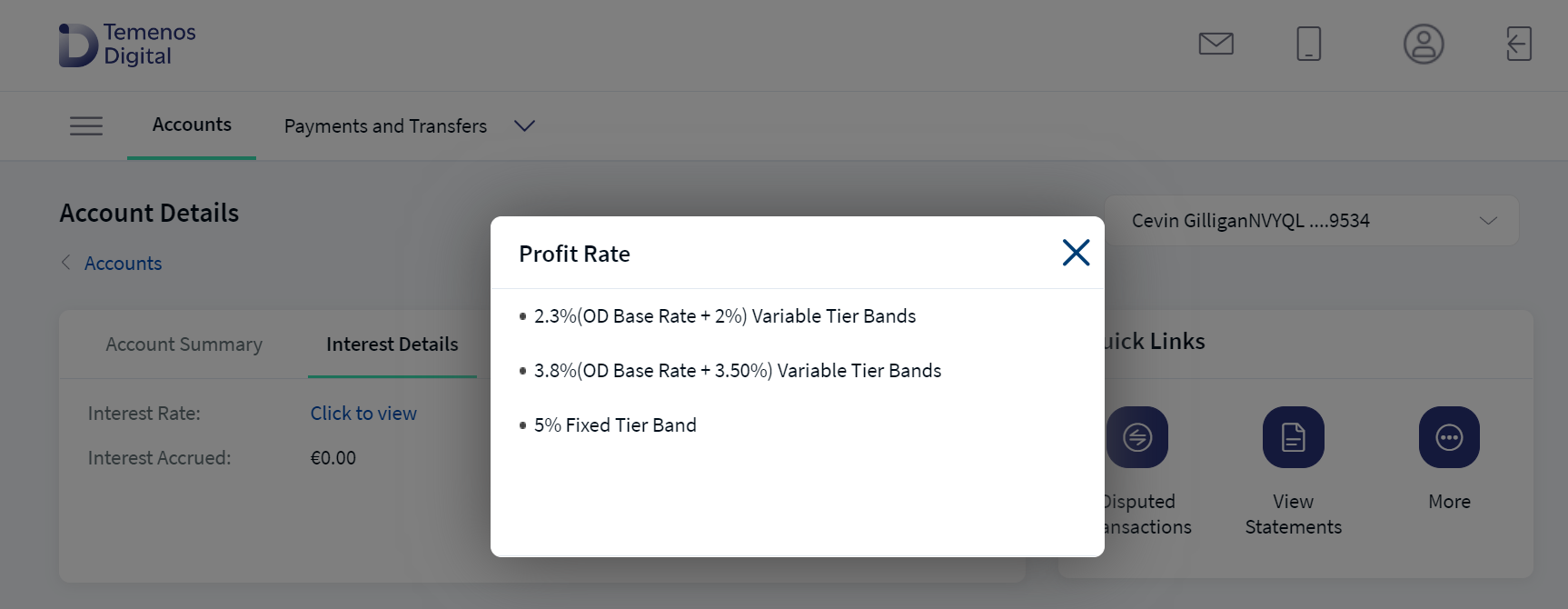 Interest Rate tieredview